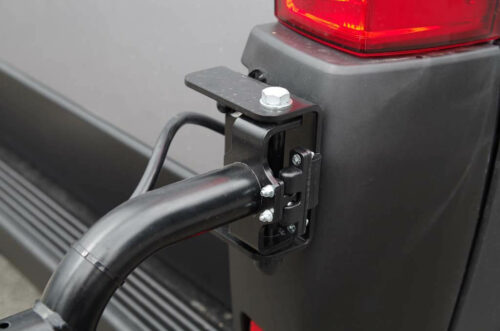 Porte-vélos pivotant pour fourgons VAN-BIKE 2 Système de blocage de charnière sur le porte-vélos pivotant pour fourgons VAN-BIKE 2