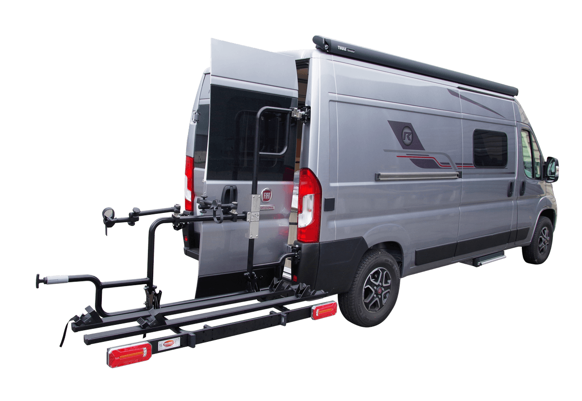 Van-Bike-2_Fiat-Ducato_1200px Porte-vélos pour fourgons VAN-BIKE 2 avec porte arrière ouverte