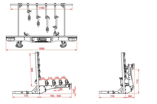 Dimensions du porte-vélos et moto pour camping-car Vario