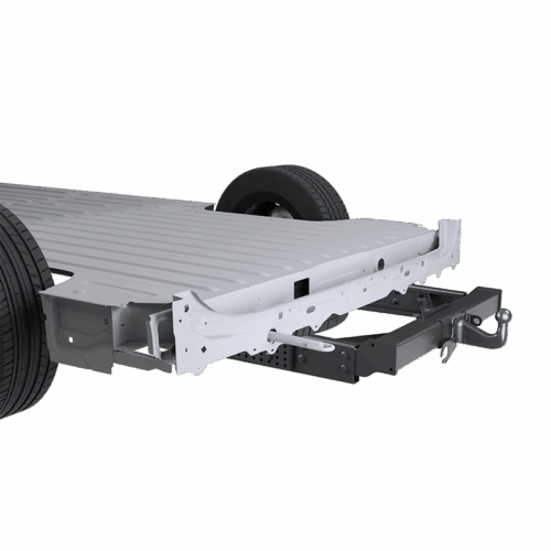 Anhängerkupplung, die am Fahrgestell eines Renault Master 4 XDD Kastenwagens angebracht ist