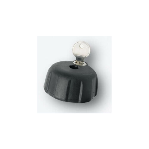 Poignée avec serrure à clé pour verrouillage d'un porte-charges