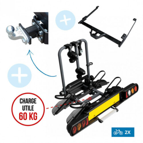 Porte-vélo sur boule d'attelage pour Fourgons Renault Trafic 3 Ensemble complet du Porte-vélos sur boule d'attelage pour Fourgons Renault Trafic 3