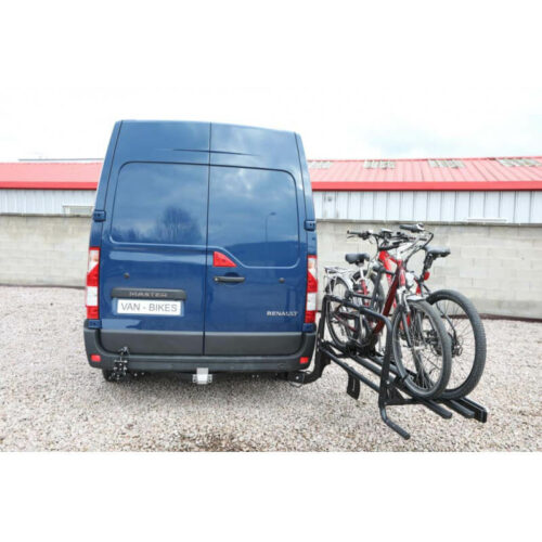 Porte-vélos VAN-BIKE 3 pour Renault Master ouvert avec 2 vélos chargés